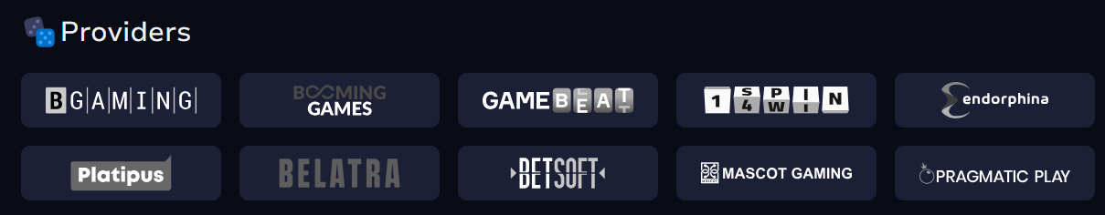 7Bit Casino game providers including BGaming, GameArt, Endorphina, Platipus, Belatra and Pragmatic Play